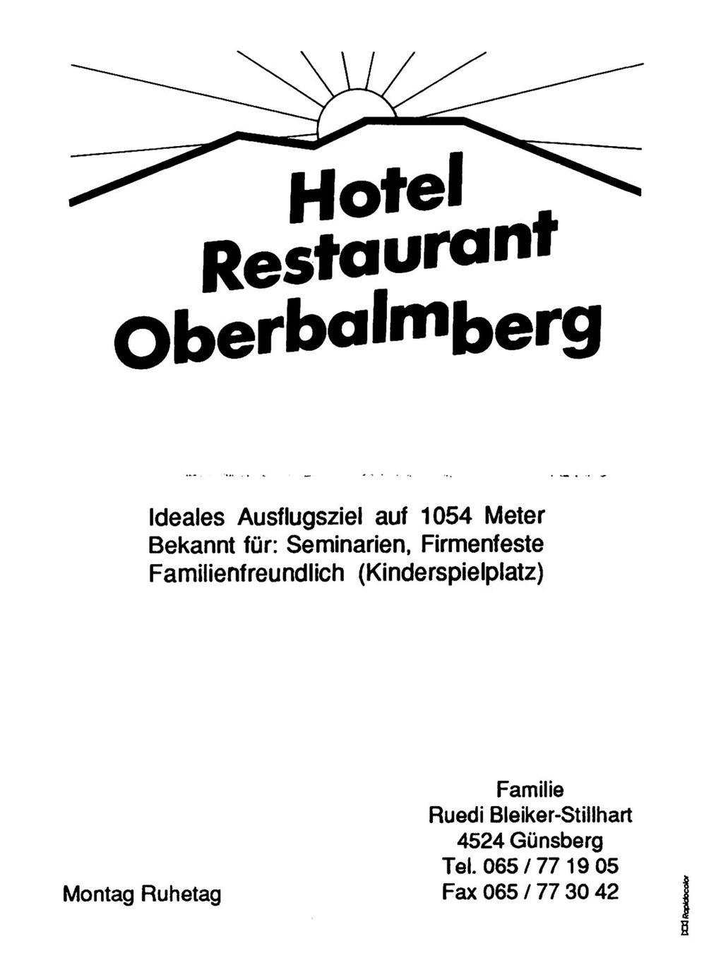 Cartoline postali: SO - Oberbalmberg, Hotel Restaurant – Usato da Ottikon b.Kemptth. venduto da Neptun1974 1