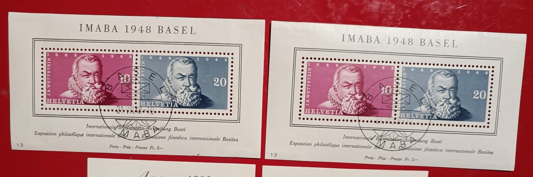 Tous les timbres: 4 Stück Erstag Blöcke 2St,  17.09.1938+ 2St,  21.08.1948 – D'occasion à Glis par MYS-Wallis2020 1