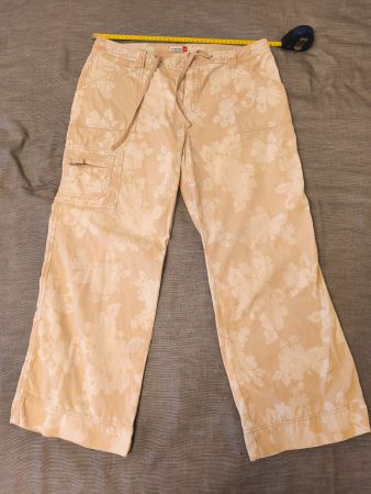 Pantalon d'été beige à fleurs pour femme, taille 40