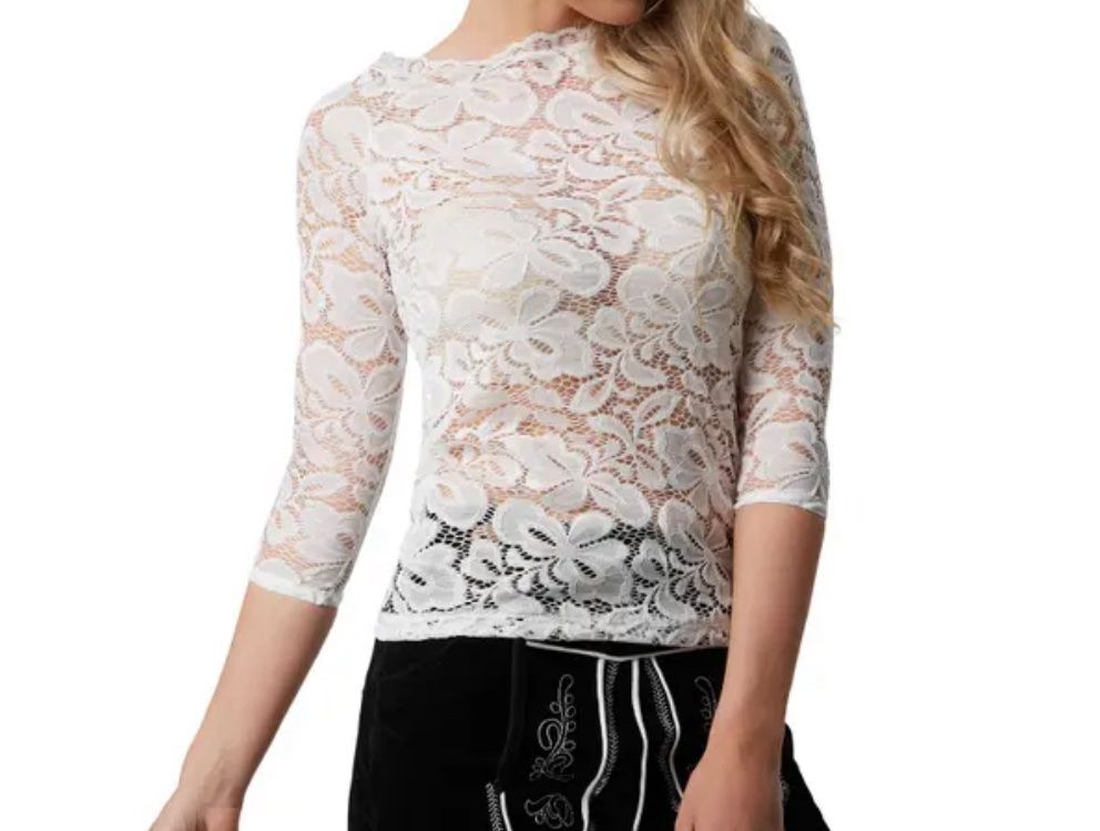 Camicette: neue Trachtenbluse mit Spitzen Gr. XL – Nuovo (secondo la descrizione) da Necker venduto da liq24
