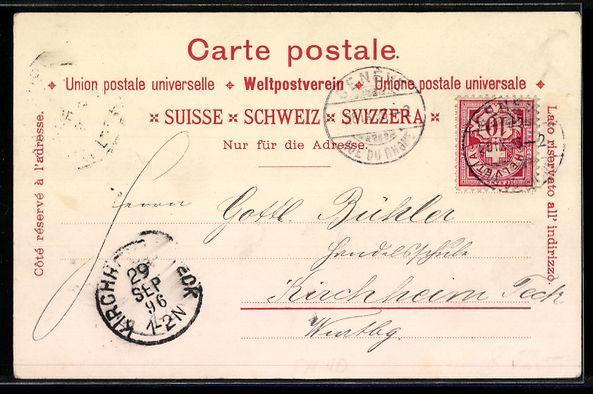 Cartoline postali: Litho Lausanne, Chateau d'Ouchy, Palais  – Usato da Berlin venduto da bartko-reher 1