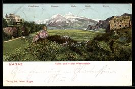 AK Ragaz, Ruine und Hotel Wartenstein