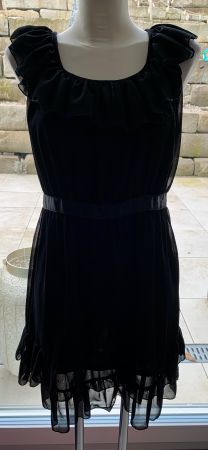 Amisu Kleid Party  Gr.S 36 schwarz mit Satinband Rüschen