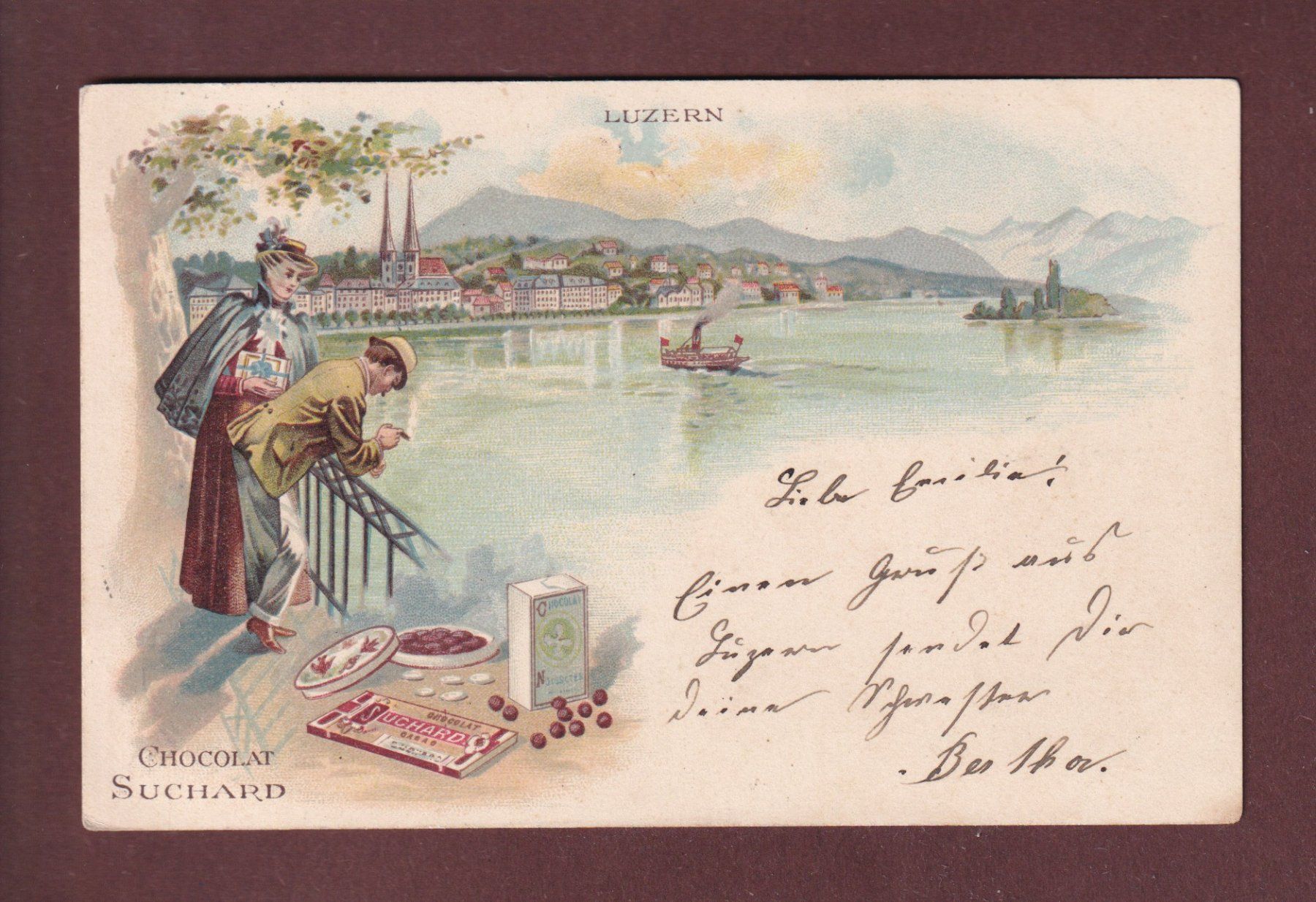 Cartoline postali: LUZERN - Chocolat Suchard - 1899 – Usato da Pully venduto da nicecards