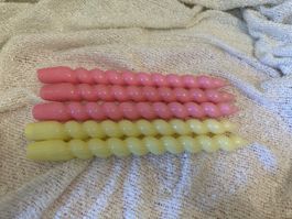 Dekorative Kerzen in Pink & Pastel-Gelb (29cm)