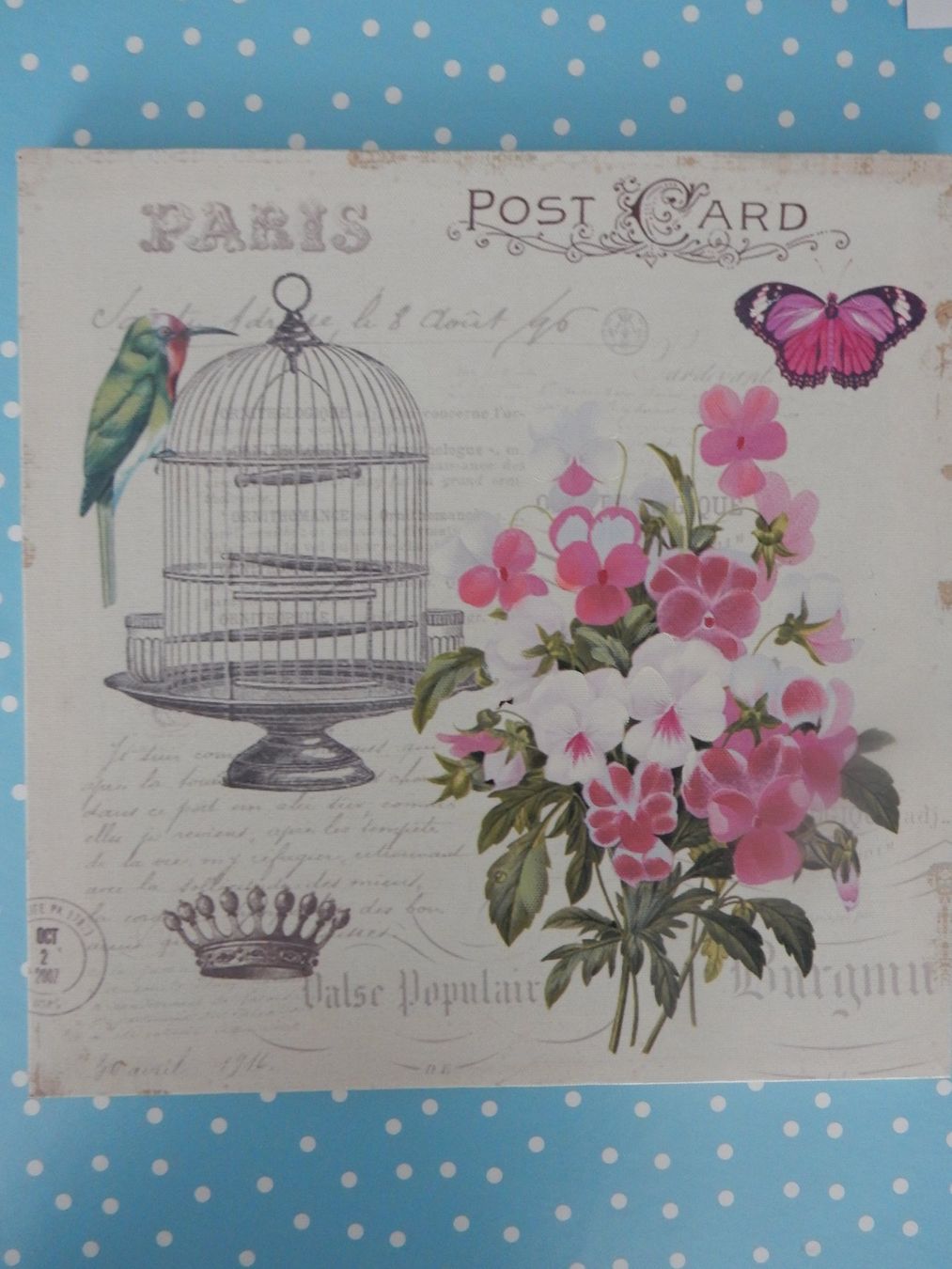 Posters & Illustrations: Bild Leinwandbild mit Veilchen Krone Vogelkäfig shabby chic – Neuf (Voir description) à Jona par simongarden 6