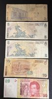 Argentine billets de banque 2-5-10-20 pesos