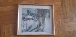 Friedrich Hechelmann Winterbild, gerahmt, original!