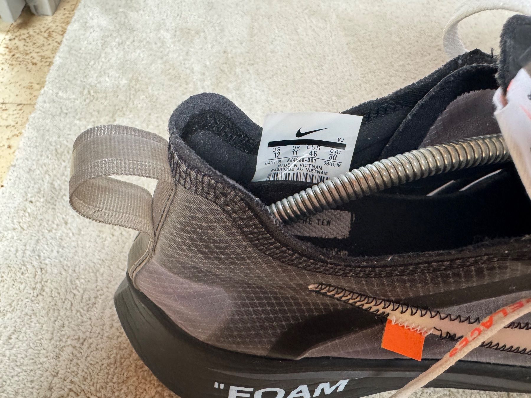 Off-White Scarpe da uomo: Nike Zoom Fly Off-White Black Silver – Usato da Visperterminen venduto da lgresell 6