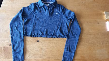 Tommy Jeans Crop-Shirt Damen Gr. S, Blau gestreift