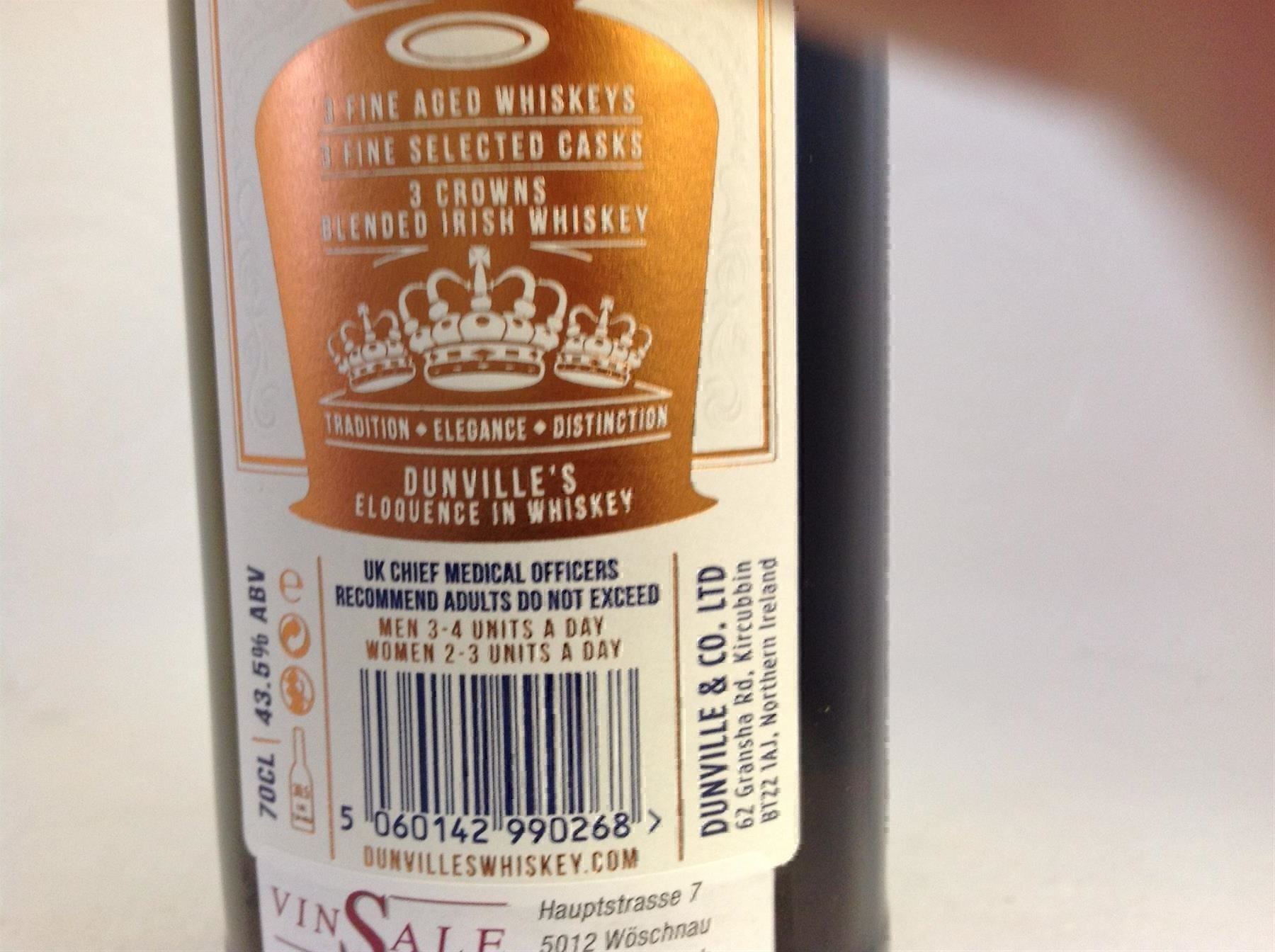 Bevande alcoliche: Dunville's Three Crowns Vintage Blend... – Nuovo e nell'imballaggio originale da Wöschnau venduto da Vinsale 4