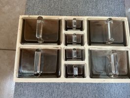 Gewürzregal Holz mit Glasbehältern alt guter Zustand