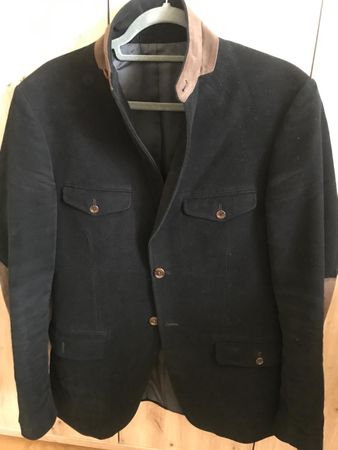 Elegante Herren Jacke, Schwarz mit Braunem Kragen, Top!