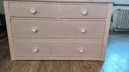 Kommode massiv Kiefer, weiss gestrichen, Shabby chic