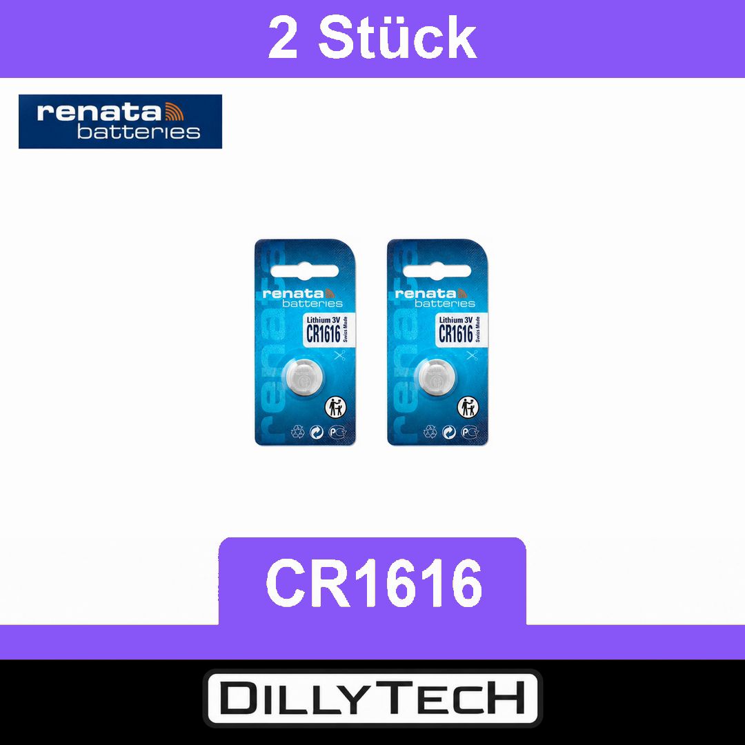 Caricatori & Batterie: Renata CR1616 Lithium Knopfzellenbatterie - 2 Stk. – Nuovo e nell'imballaggio originale da Meilen venduto da DillyTecH
