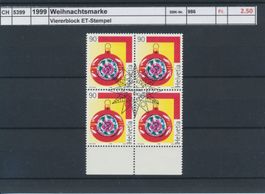 1999 "Weihnachtsmarke", Viererblock, ET - Stempel