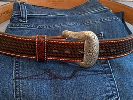 Ledergürtel Stetson Western Motive Grösse 34 neuwertig