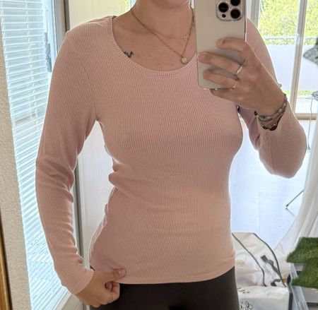 Rosa Langarmshirt, Grösse: S