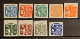 Tschechoslowakei 1920 Postbote ungezähnt Set (9 Stk.)