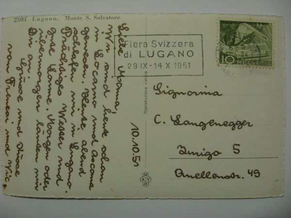 Cartoline postali: AK  Lugano mit Monte San Salvatore – Usato da Gundetswil venduto da Egro01 1