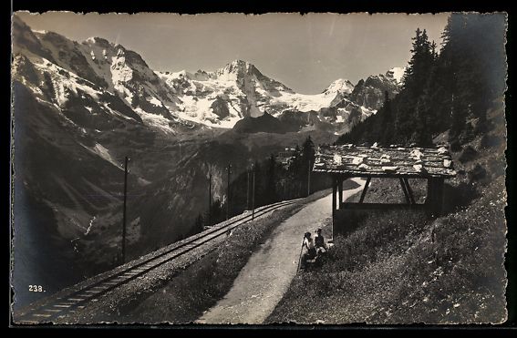 Cartoline postali: Mürren, Panorama mit schneebedeckten Gi – Usato da Berlin venduto da bartko-reher