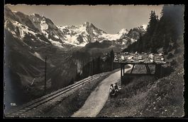 Mürren, Panorama mit schneebedeckten Gi