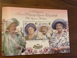 Queen Mum - Queen Elizabeth Briefmarken-Block Jersey