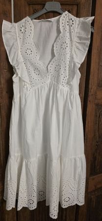 Kleid Sommerkleid Marke Mango gr M weiss Broderie Anglaise 