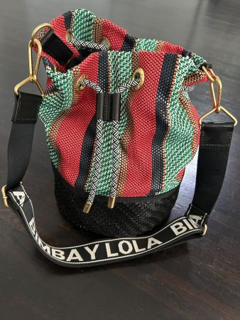 BIMBA Y LOLA Tasche gestreift schwarz Korbin guter Zustand