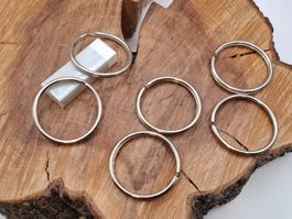 6 grosse Schlüssel Ringe Ø 5cm, Stahl vernickelt (3970#NSH6)