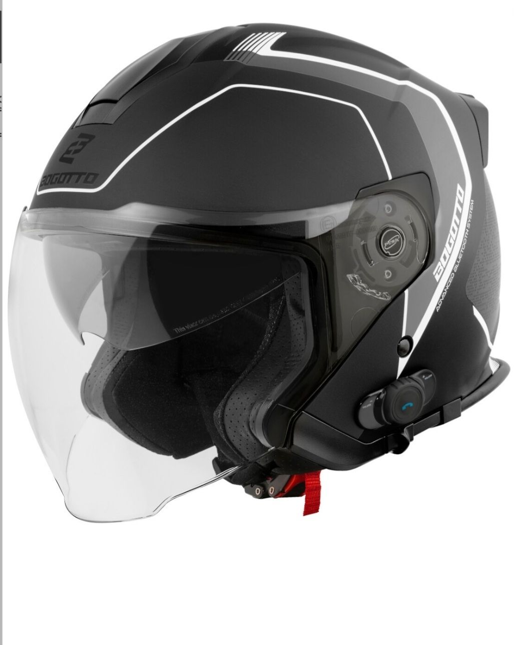 Caschi & visiere: Bogotto V586 BT Jethelm Grösse M Schwarz mit Bluetooth – Nuovo e nell'imballaggio originale da Ebikon venduto da VR11