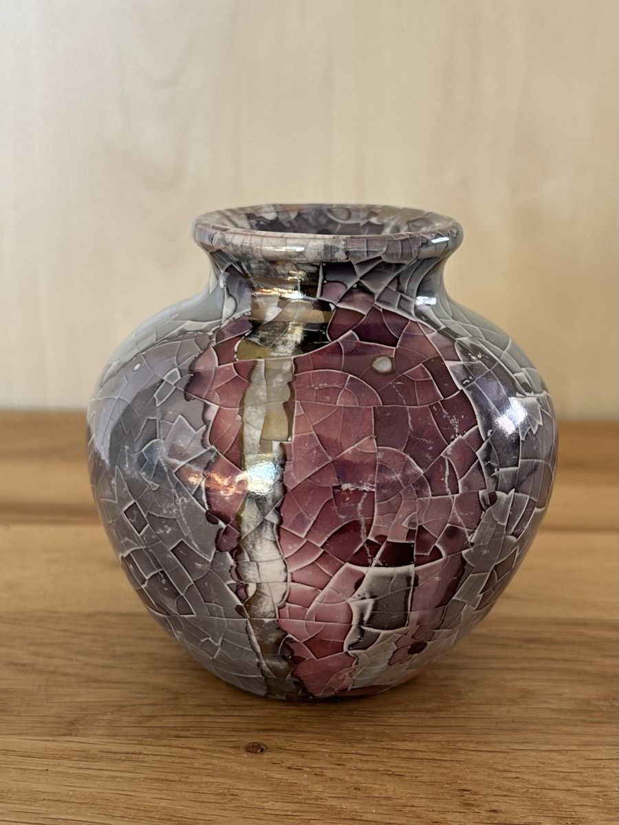 Vasi & Recipienti: Claudio Pulli italienisch irisierende Crackle Vase signiert – Usato da Wettingen venduto da Mmccl 1