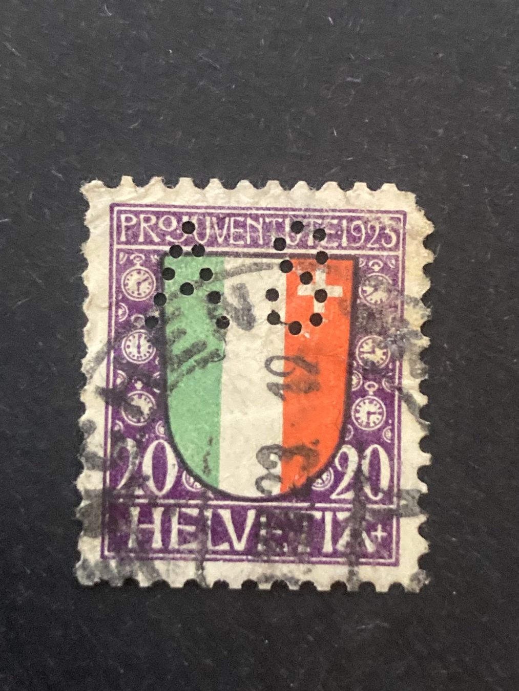 Tutti i francobolli: Schweiz 1923 Pro Juventute 20 Perfin A S – Usato da Liestal venduto da schnueps