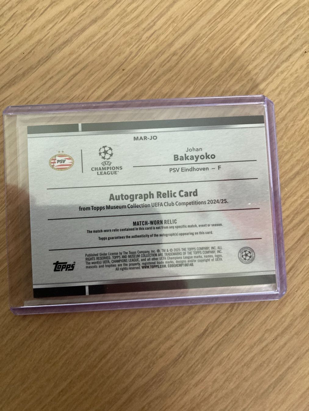 Topps Carte collezionabili: Topps Museum UEFA 24-25 - Johan Bakayoko Patch Auto /399 – Usato da La Tour-de-Peilz venduto da Tyalos_Cards 1