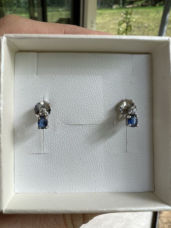 Blue tourmaline stone & white cristal silver Earrings Kaufen auf Ricardo