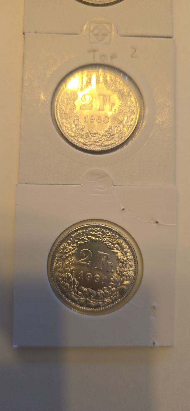 Tutti le monete: pieces 2chf 1958 a 1961 ab 1.- – Nuovo (secondo la descrizione) da Fribourg venduto da yan_z5fr 2