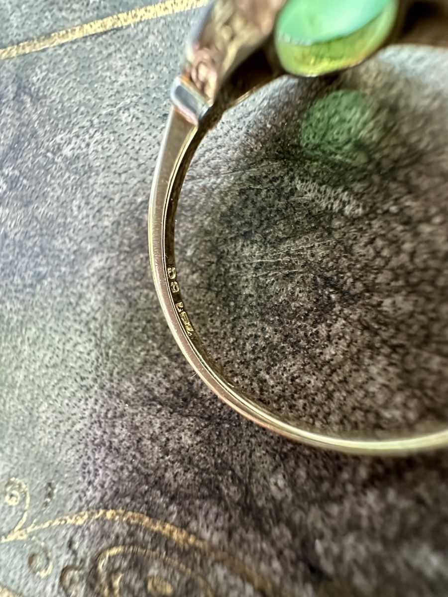 Anelli: Art Deco Chrysopras Ring 750 Gold – Usato da Fribourg venduto da contessa 4