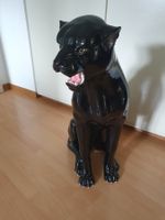 Schwarze Panther Figur Dekoration Sitzend Gross 74cm