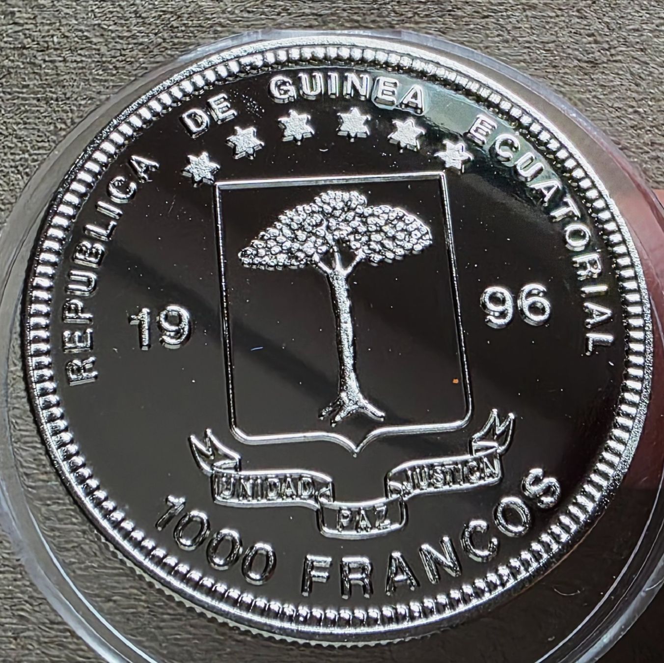 Toutes les monnaies: EQUATORIAL GUINEA 1000 FRANCOS 1996 UNZ. – Neuf (Voir description) à winterthur par CoinPassion 1