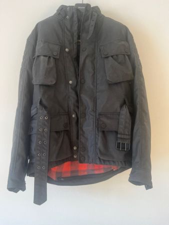 Braune Triumph Motorrad Wachsjacke mit Schutz, Grösse M