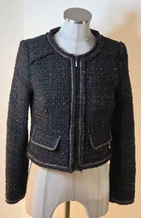 S 36 vintage 2000er YESSICA Blazer Jacke schwarz silber