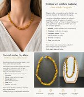 Collier en ambre naturel tons miel et cognac
