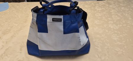 Freitag Tasche blau weiss