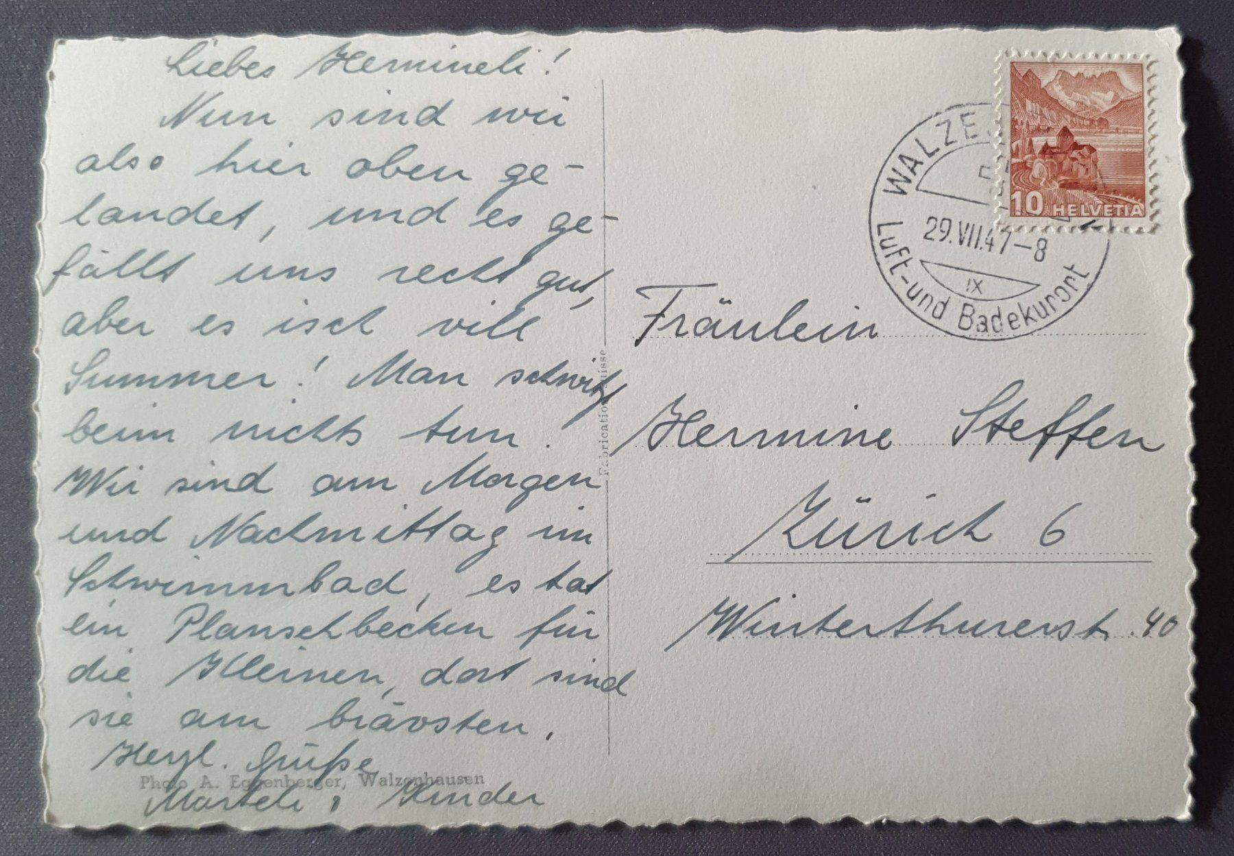 Cartoline postali: Moos - Walzenhausen 1947 – Usato da Kreuzlingen venduto da Rschweiz1 1