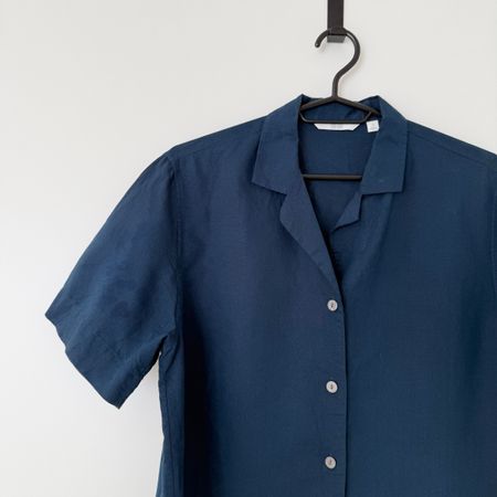 Ladies short sleeve shirt - S - petrol blue - Uniqlo