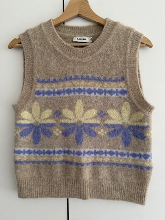 Gilet Alpaga SANDRO Fleurs T.1 Neuf 
