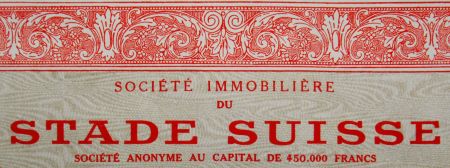 original SOCIÉTÉ IMMOBILIÈRE DU STADE SUISSE 1922 Paris