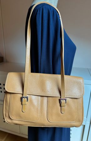 Longchamp Sac porté épaule vintage - Cuir Camel Clair / Miel