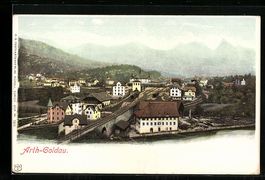 Arth-Goldau, Teilansicht mit Bahnstrecke