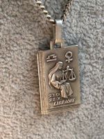 Vintage Waage Sternzeichen Silber Anhänger  + Panzerkette